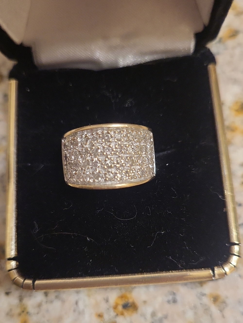 14 KT Gold 1 Carat OF Pave Set Diamonds In A Wide Band Ring - 5. 9 Grams of Gold